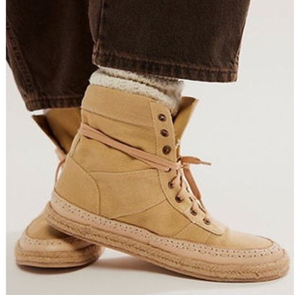 Free People Menorca Ankle Boots Women's Sz 9 Sand Lace Up High Top Sneakers - Picture 2 of 11